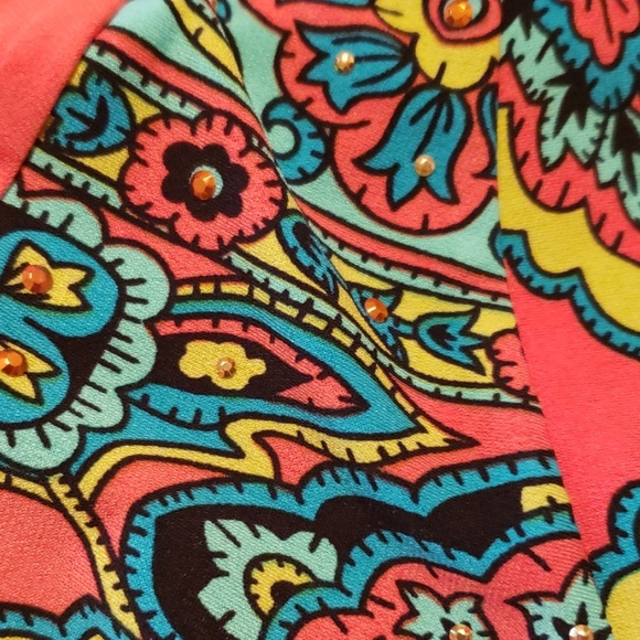 Madison orange & green dress with sequins Size S - Picture 7 of 7